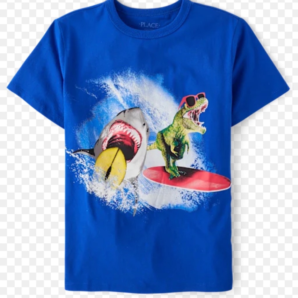 Children’s place Boys Dino Shark Graphic Tee - Blue XXL NEW